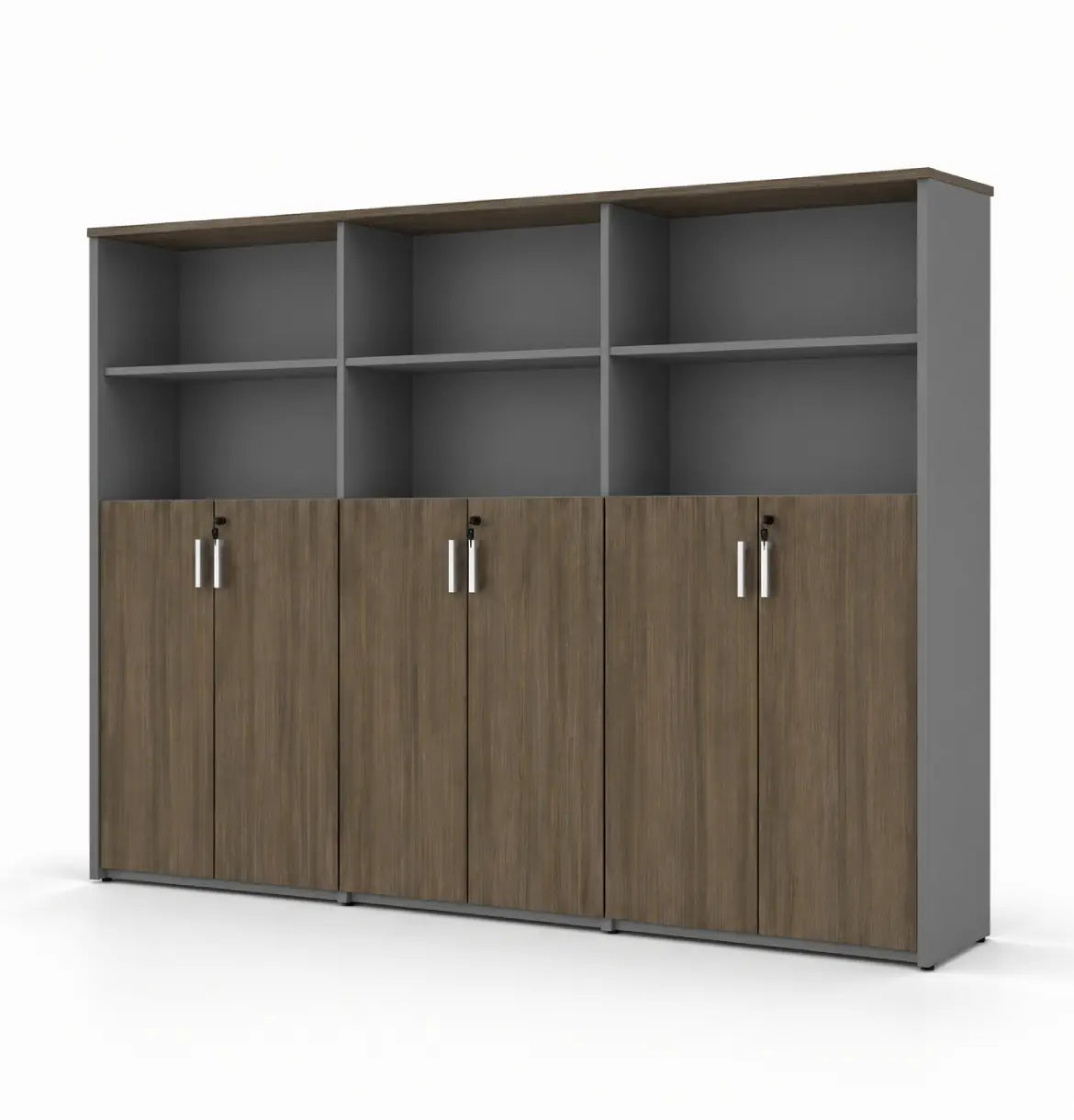 Universal Dark 5-Level Triple Cabinet Consumer KANO CF12 Coffee Walnut Upper Shelves are Open 8-10 Weeks