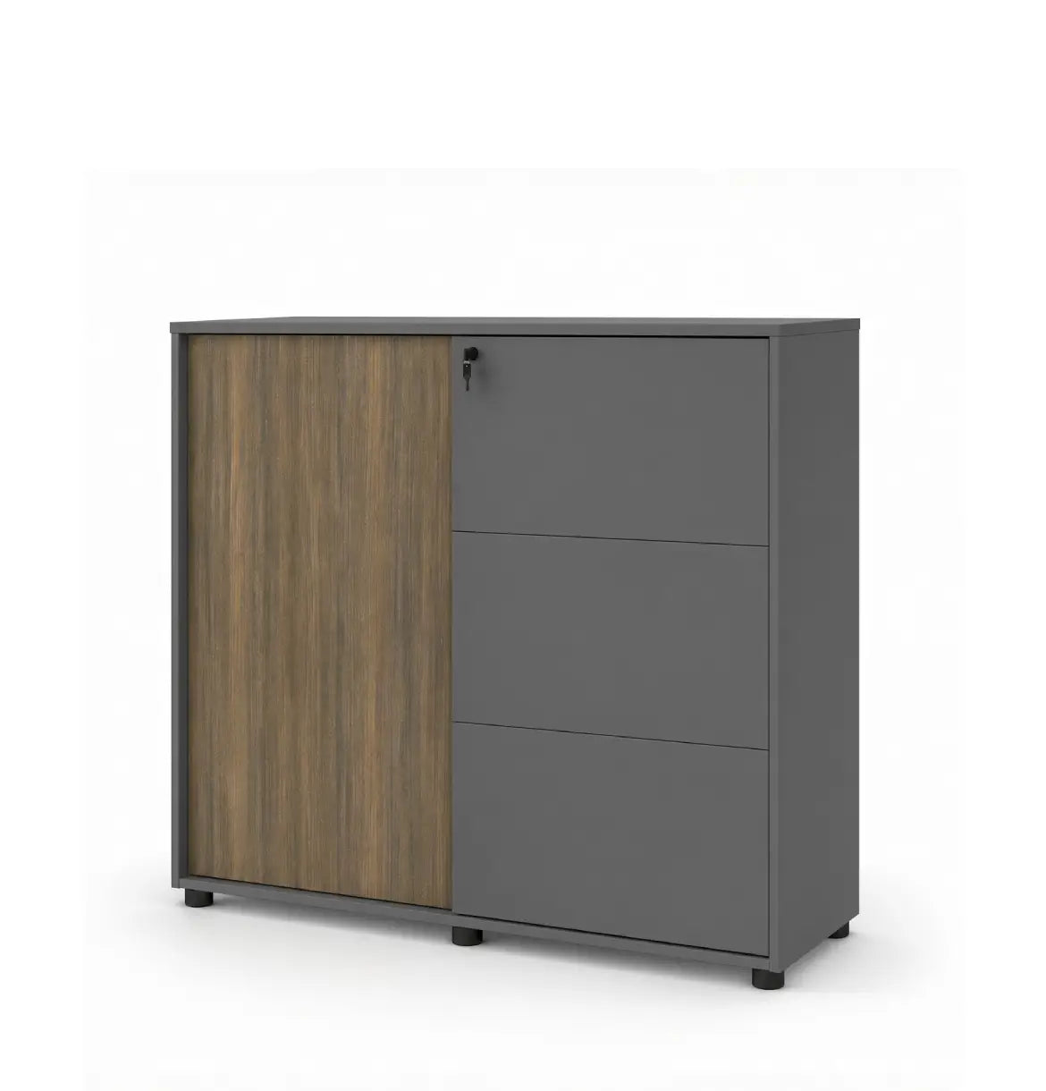 Universal Dark 3-Level Sliding Door Cabinet Consumer KANO CF12 Coffee Walnut One Side Sliding 8-10 Weeks