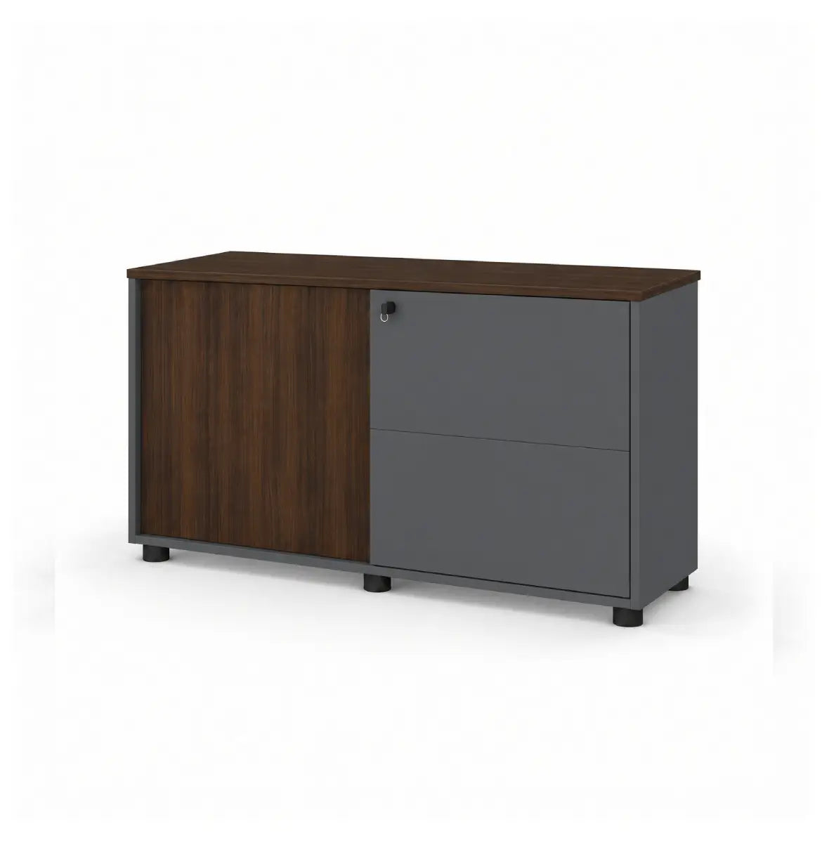 Universal Dark 2-Level Sliding Door Cabinet Consumer KANO Hairline Walnut One Side Sliding 8-10 Weeks