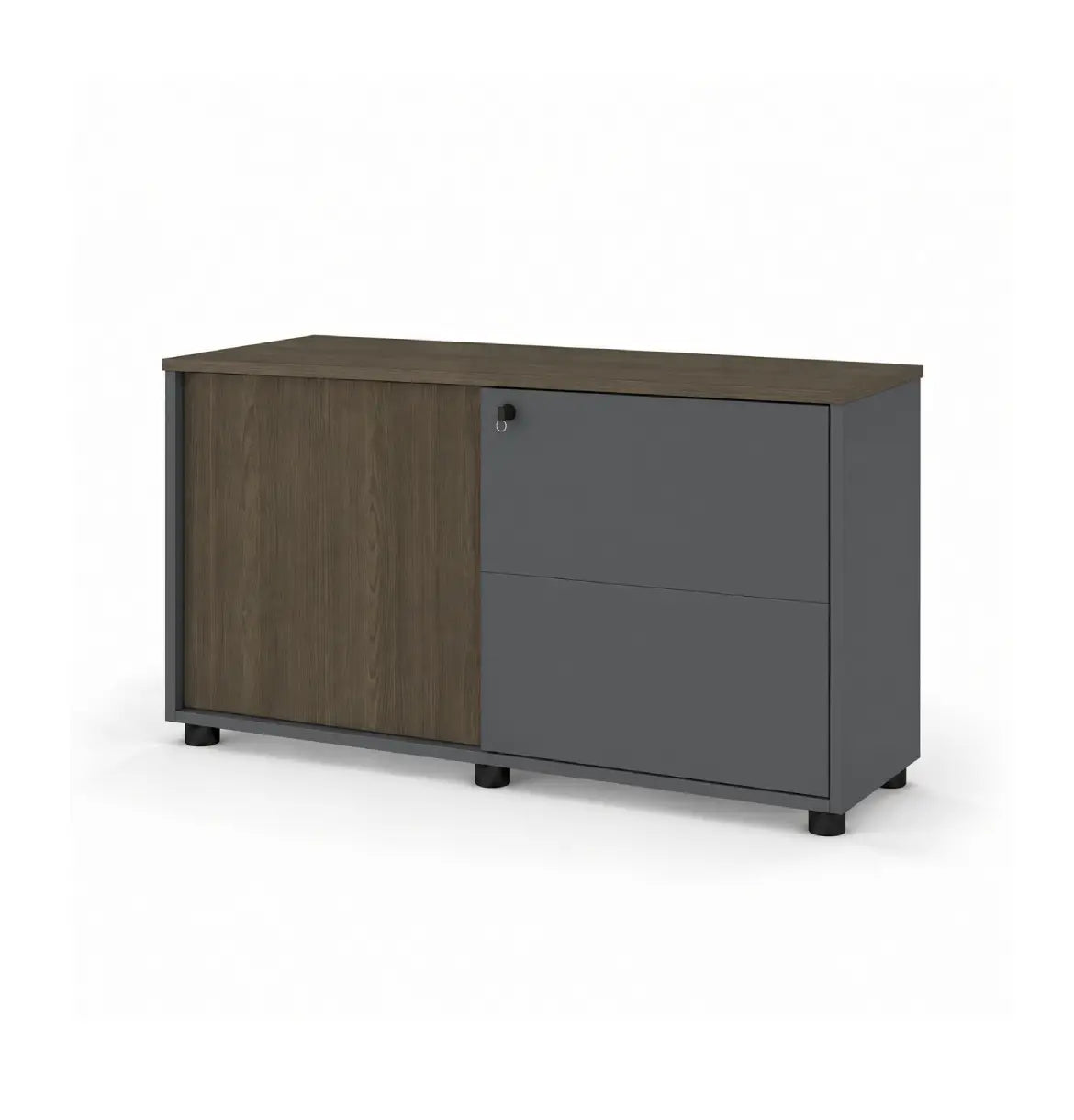 Universal Dark 2-Level Sliding Door Cabinet Consumer KANO CF42 Mocha Oak One Side Sliding 8-10 Weeks