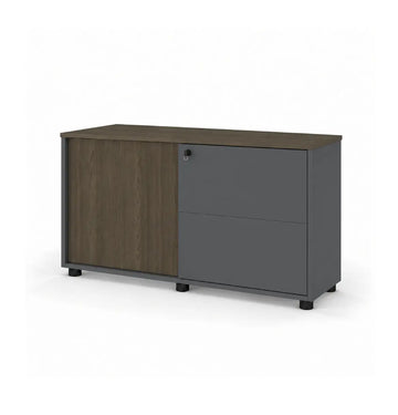 Universal Dark 2-Level Sliding Door Cabinet Consumer KANO CF42 Mocha Oak One Side Sliding 8-10 Weeks