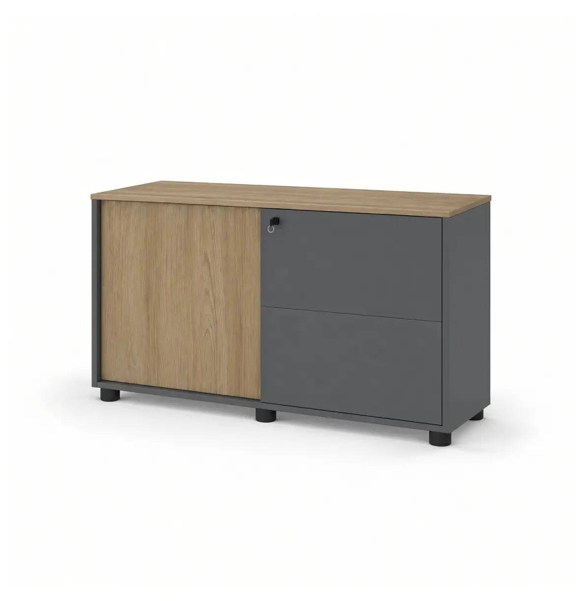 Universal Dark 2-Level Sliding Door Cabinet Consumer KANO CF41 Nash Oak One Side Sliding 8-10 Weeks