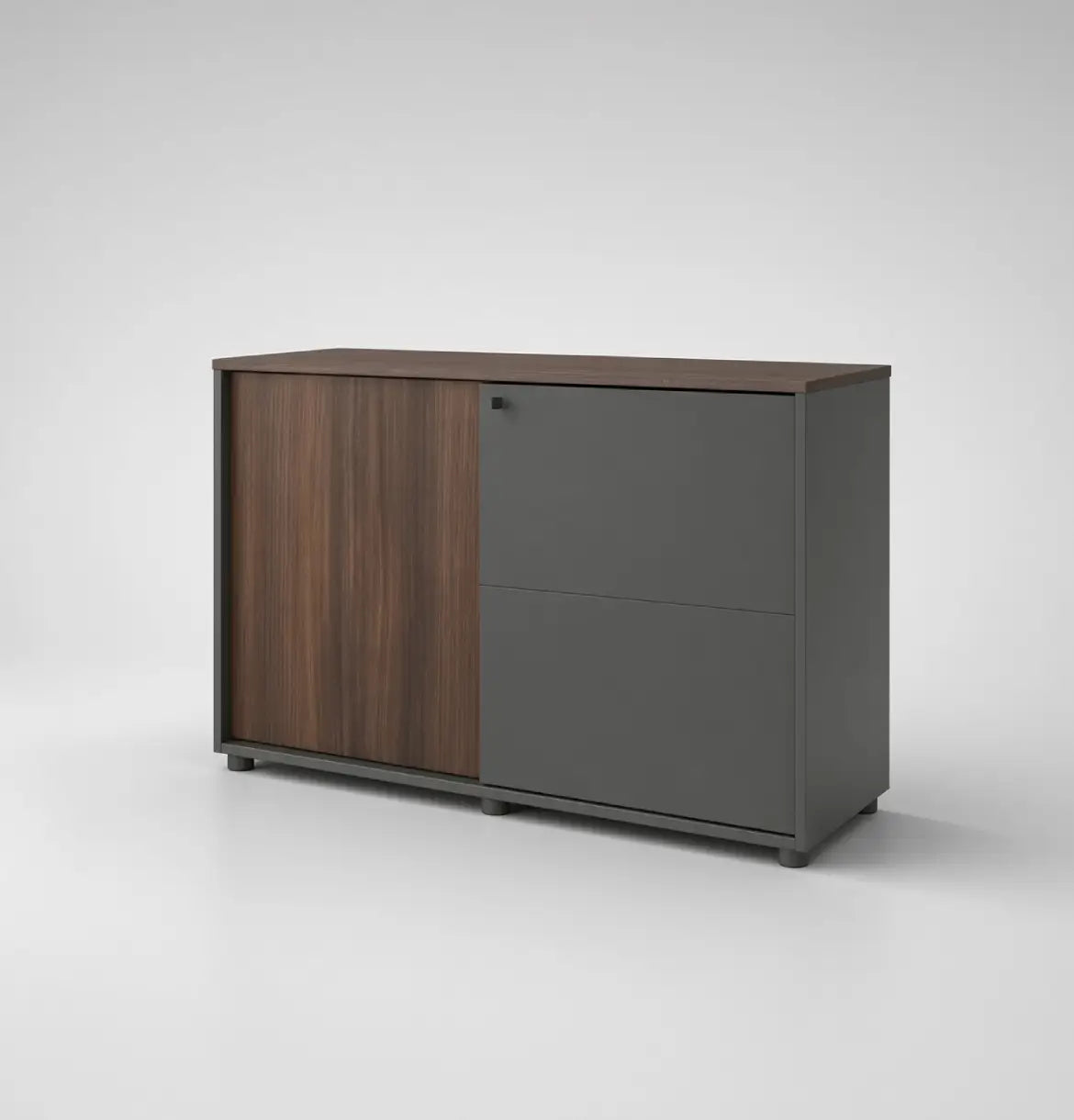 Universal Dark 2-Level Sliding Door Cabinet Consumer KANO