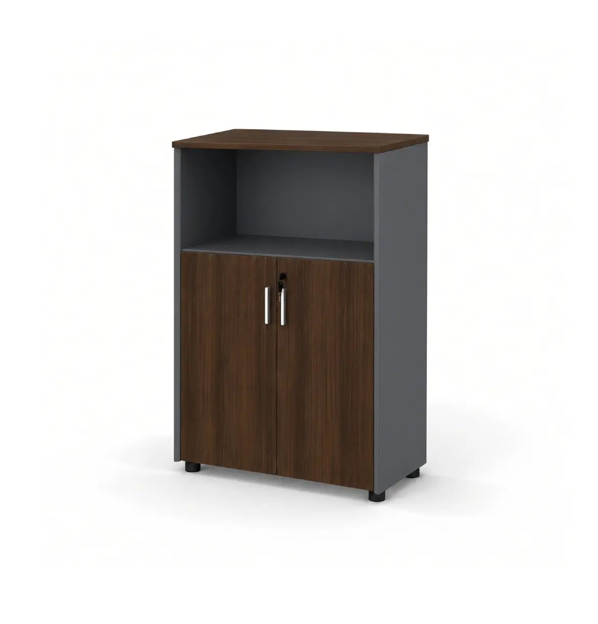 Universal Dark 3-Level Semi Open Cabinet Consumer KANO Hairline Walnut 8-10 Weeks