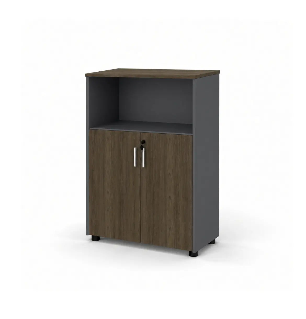 Universal Dark 3-Level Semi Open Cabinet Consumer KANO CF42 Mocha Oak 8-10 Weeks