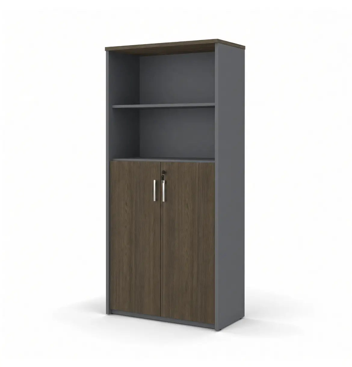 Universal Dark 5-Level Cabinet Consumer KANO CF42 Mocha Oak Upper Shelves are Open 8-10 Weeks