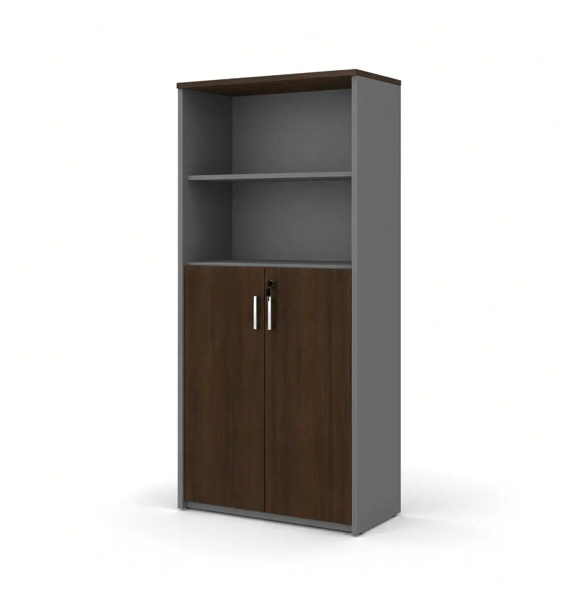 Universal Dark 5-Level Cabinet Consumer KANO Hairline Walnut Upper Shelves are Open 8-10 Weeks