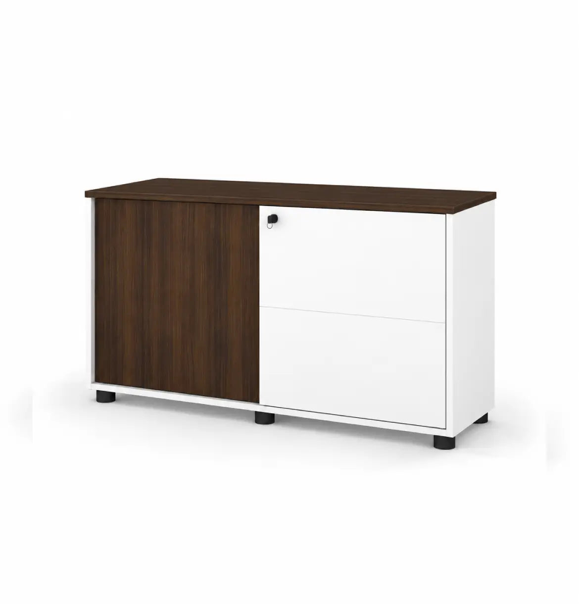 Universal Light 2-Level Sliding Door Cabinet Consumer KANO Hairline Walnut One Side Sliding 8-10 Weeks