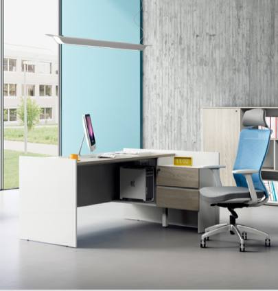Vee Manager Desk with Fixed Pedestal