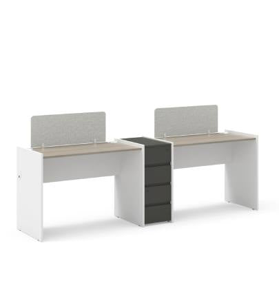 Vee Linear Desk with Shared Pedestal - BAFCO