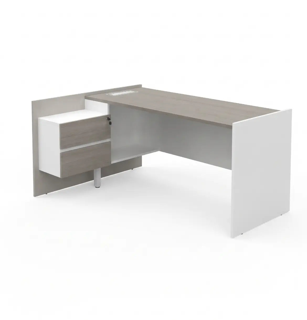 Vee Manager Desk with Fixed Pedestal Consumer KANO CF42 Mocha Oak 1400 8-10 Weeks