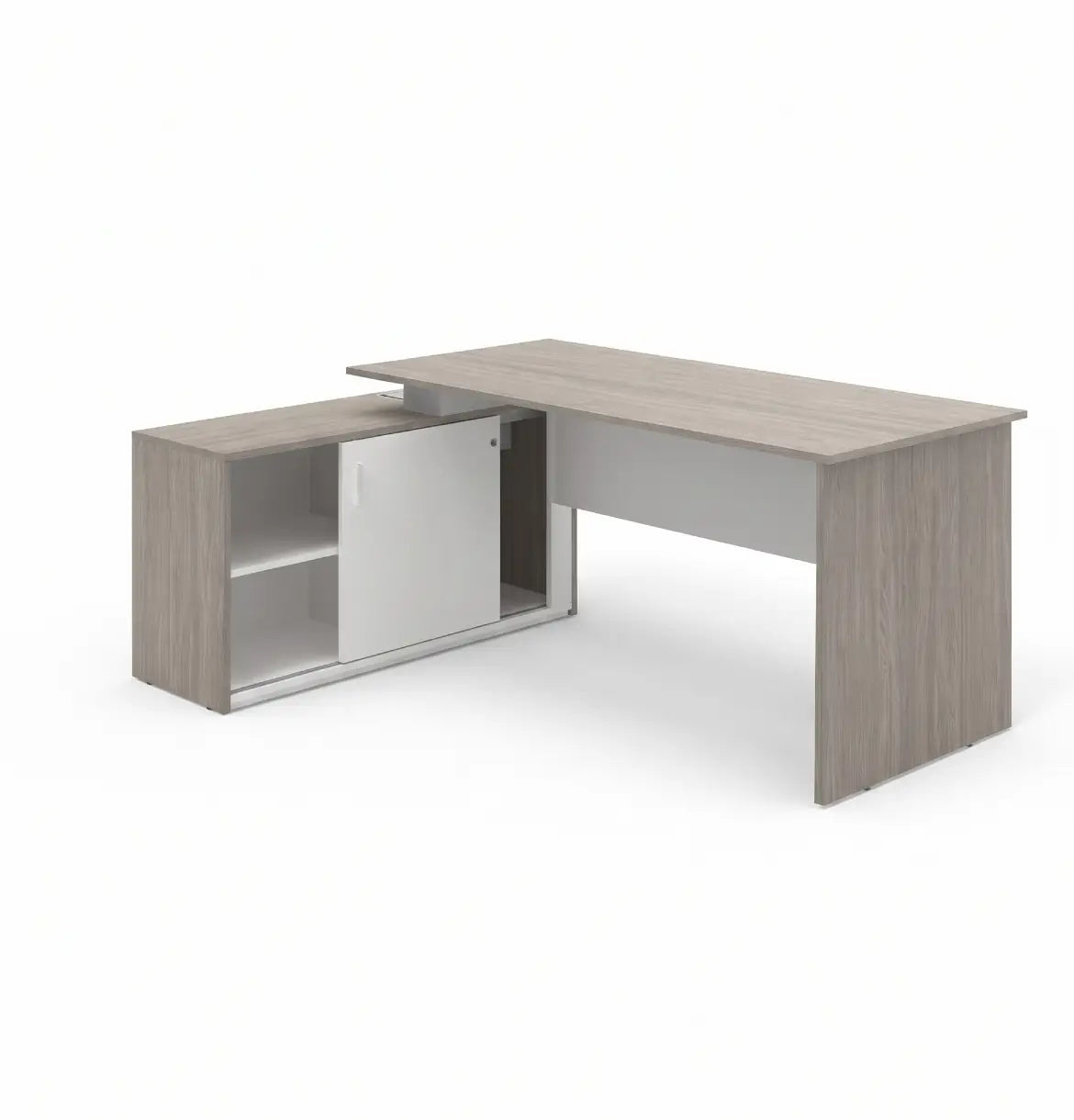 Vee Manager Desk with Credenza Consumer KANO CF41 Nash Oak 1600 8-10 Weeks