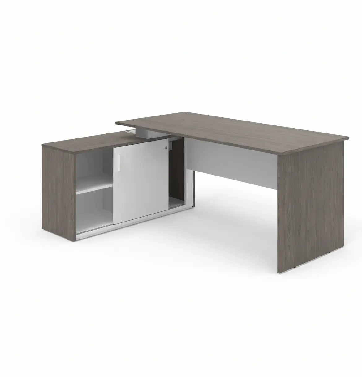 Vee Manager Desk with Credenza Consumer KANO CF42 Mocha Oak 1600 8-10 Weeks