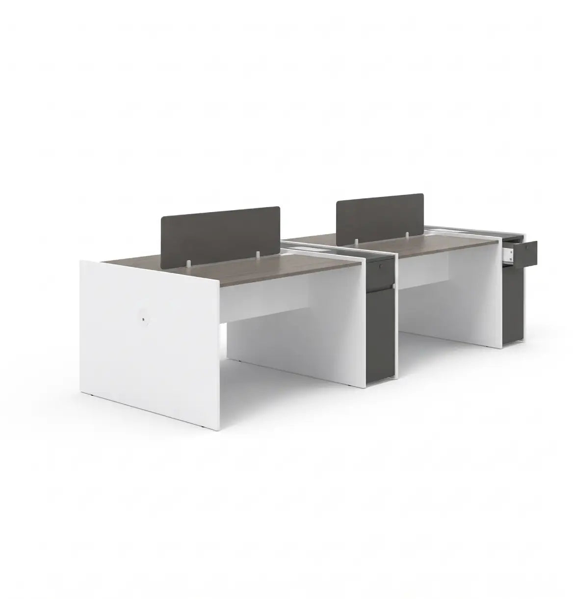 Vee Cluster of 4-Pax with Fixed Pedestal Consumer KANO CF42 Mocha Oak 1500 8-10 Weeks