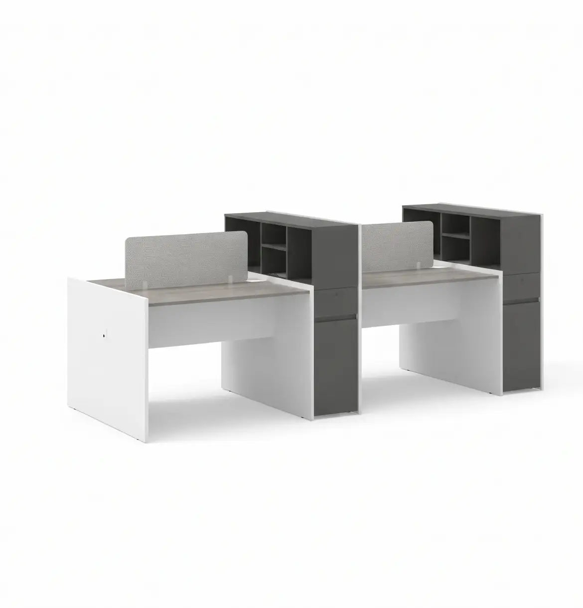 Vee Cluster of 4-Pax with Fixed Pedestal & Open Shelves Consumer KANO CF41 Nash Oak 1300 8-10 Weeks
