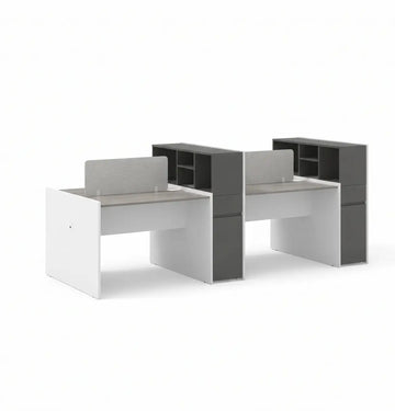 Vee Cluster of 4-Pax with Fixed Pedestal & Open Shelves Consumer KANO CF41 Nash Oak 1300 8-10 Weeks