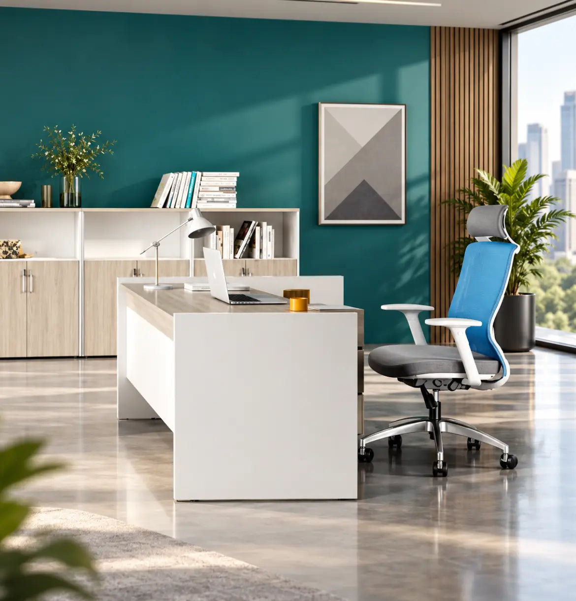Vee Manager Desk with Fixed Pedestal Consumer KANO