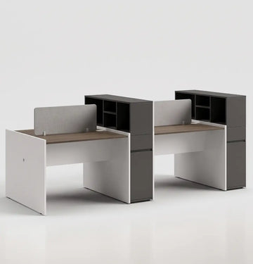 Vee Cluster of 4-Pax with Fixed Pedestal & Open Shelves Consumer KANO