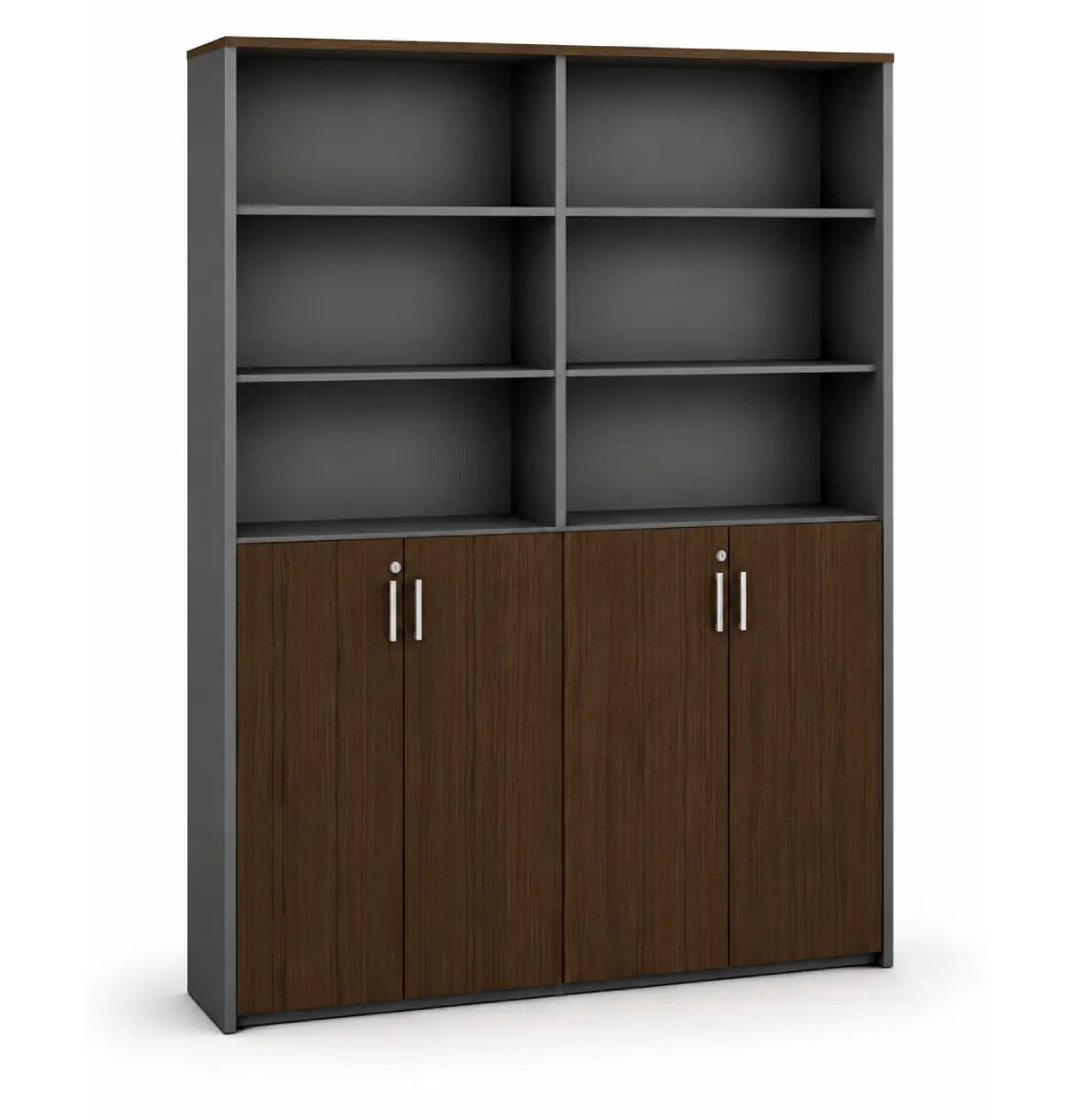 Universal 6-Level Dual Veneer Cabinet Consumer KANO CY20 Alpine Walnut Upper Shelves are Open 8-10 Weeks