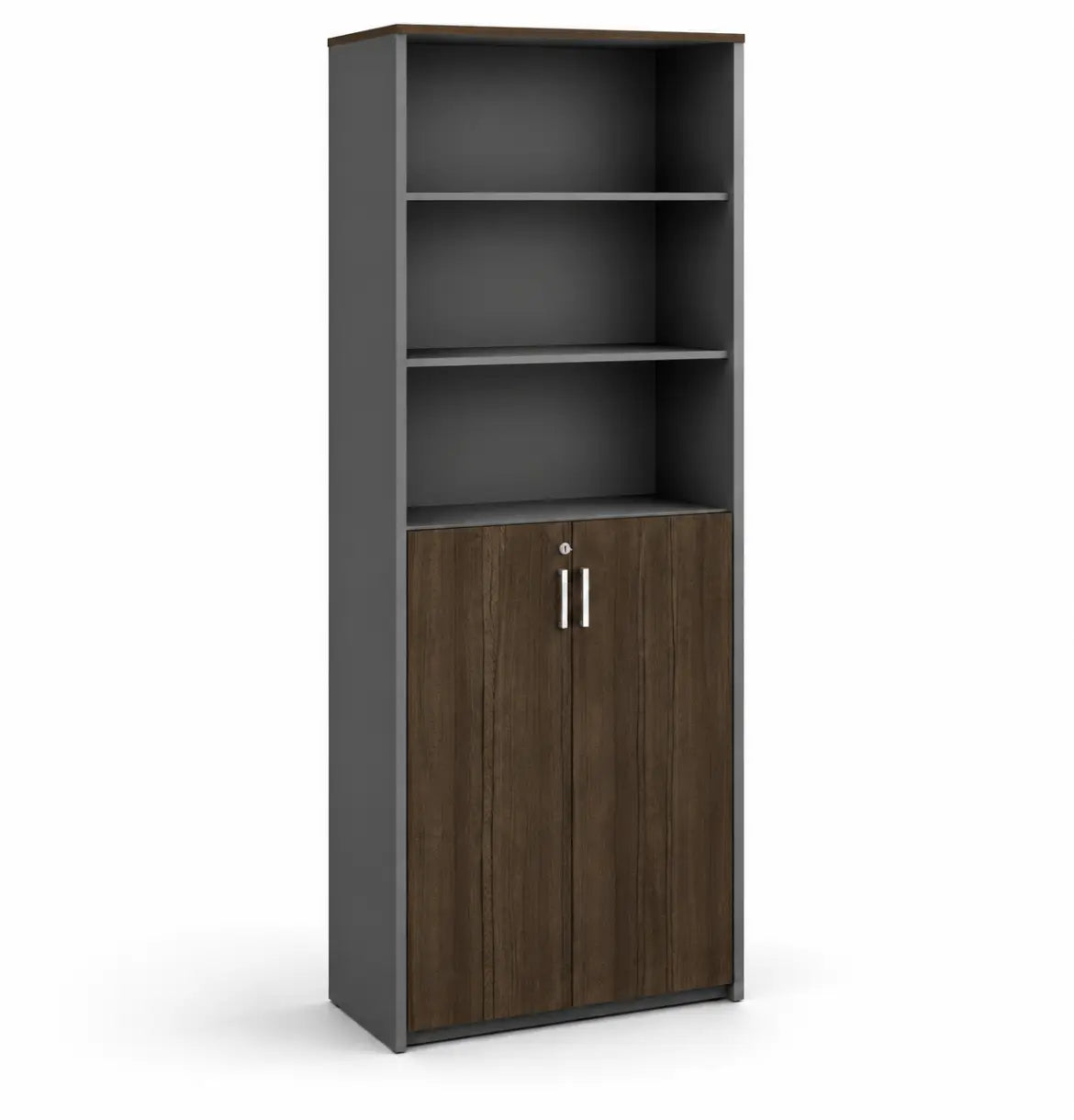 Universal 6-Level Veneer Cabinet Consumer KANO CY20 Alpine Walnut Upper Shelves are Open 8-10 Weeks