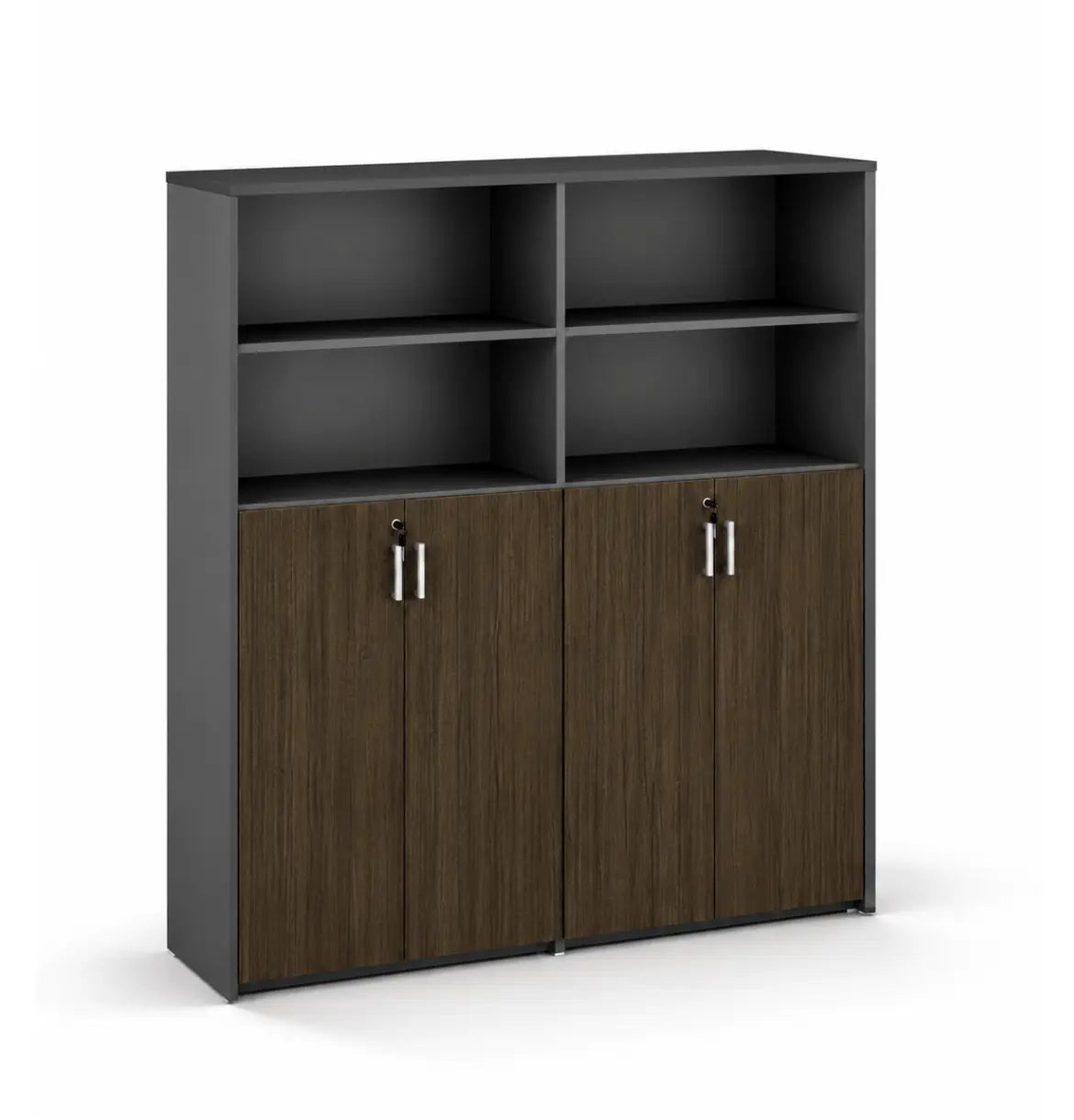 Universal 5-Level Dual Veneer Cabinet Consumer KANO CY20 Alpine Walnut Upper Shelves are Open 8-10 Weeks