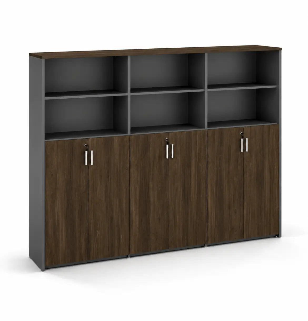 Universal 5-Level Triple Veneer Cabinet Consumer KANO CY20 Alpine Walnut Upper Shelves are Open 8-10 Weeks
