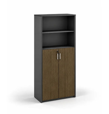 Universal 5-Level Veneer Cabinet Consumer KANO CY19 Mocha Teakwood Upper Shelves are Open 8-10 Weeks
