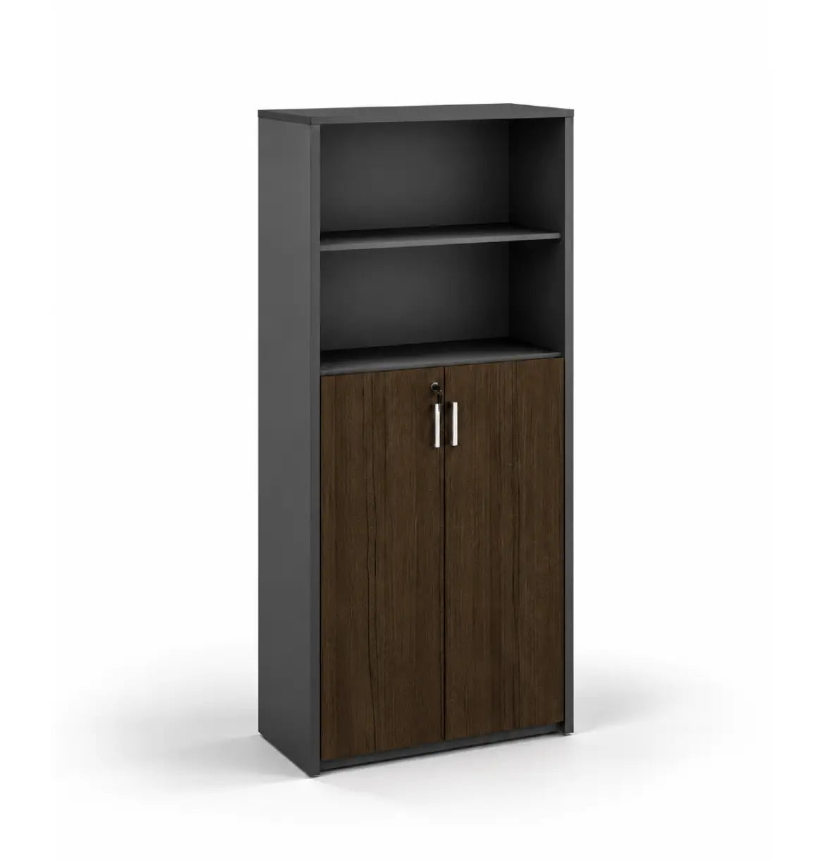Universal 5-Level Veneer Cabinet Consumer KANO CY20 Alpine Walnut Upper Shelves are Open 8-10 Weeks