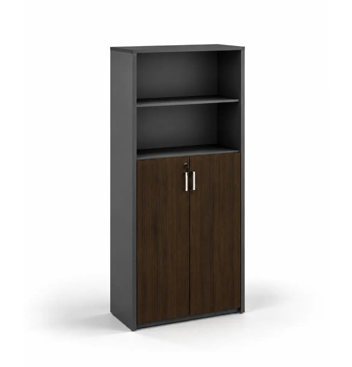 Universal 5-Level Veneer Cabinet Consumer KANO CY08 Dark Chocolate Walnut Upper Shelves are Open 8-10 Weeks