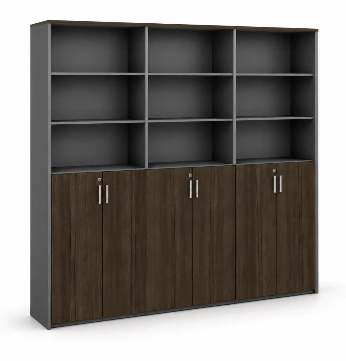 Universal 6-Level Triple Veneer Cabinet Consumer KANO CY20 Alpine Walnut Upper Shelves are Open 8-10 Weeks