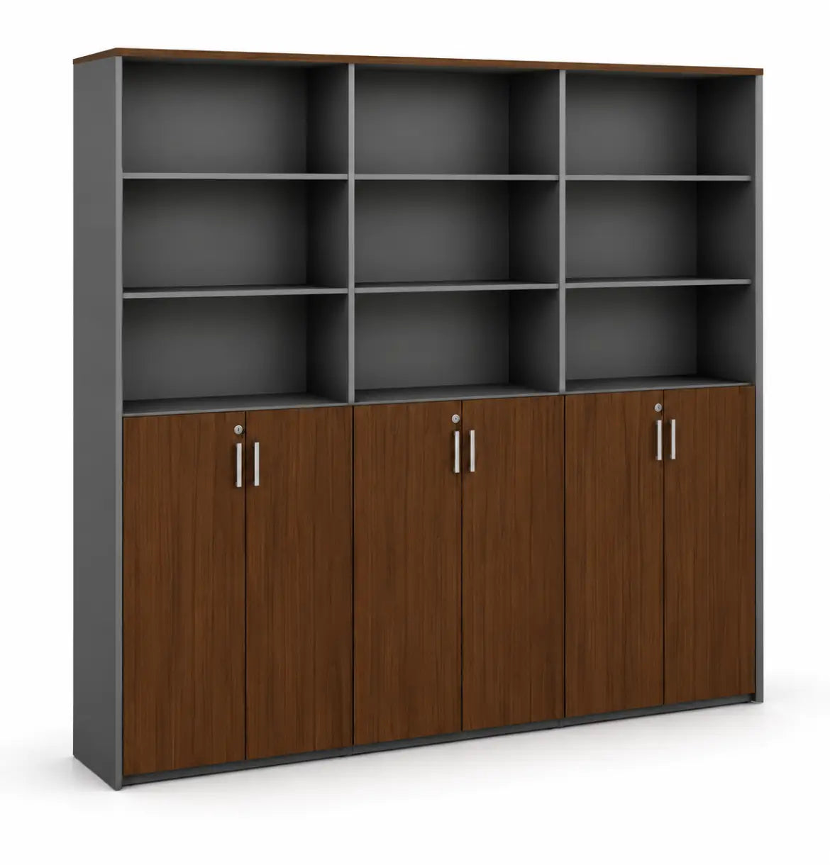 Universal 6-Level Triple Veneer Cabinet Consumer KANO CY07 American Walnut Upper Shelves are Open 8-10 Weeks
