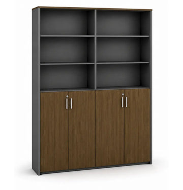 Universal 6-Level Dual Veneer Cabinet Consumer KANO CY19 Mocha Teakwood Upper Shelves are Open 8-10 Weeks