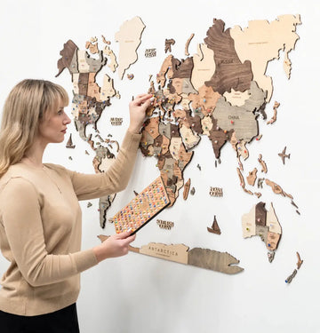 3D Wooden World Maps - Smoked (4 Sizes) Consumer BAFCO