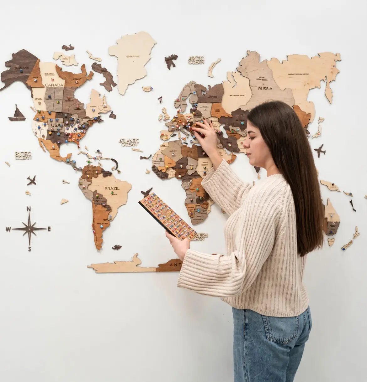 3D Wooden World Maps - Mixed (4 Sizes) Consumer BAFCO