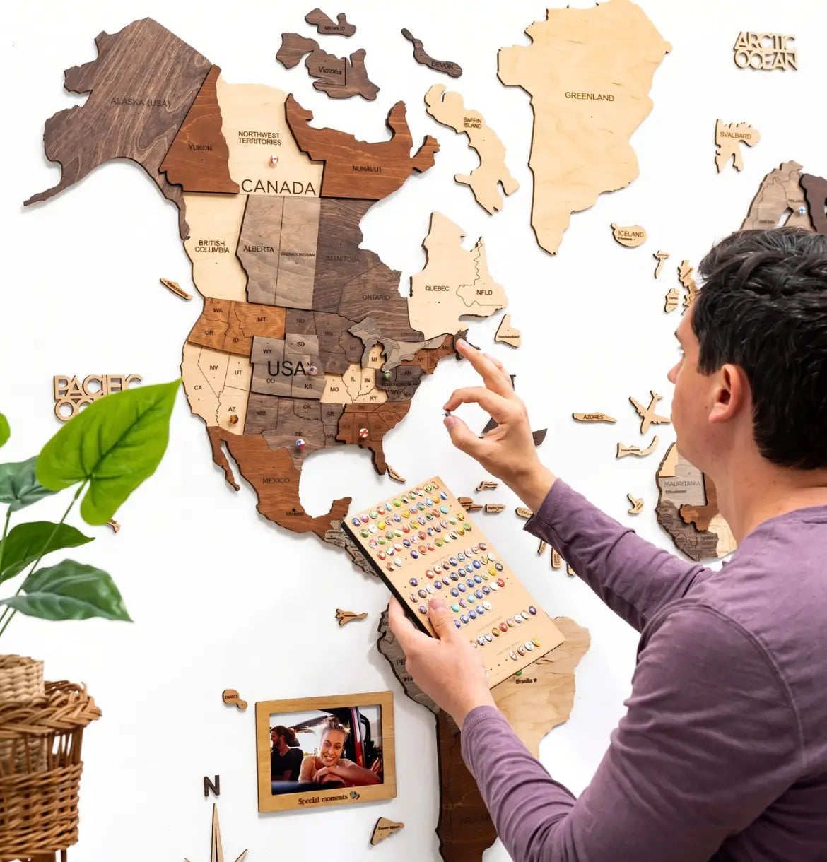 3D Wooden World Maps - Mixed (4 Sizes) Consumer BAFCO