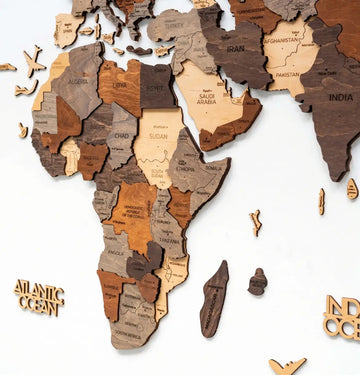 3D Wooden World Maps - Mixed (4 Sizes) Consumer BAFCO