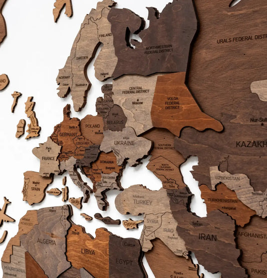 3D Wooden World Maps - Mixed (4 Sizes) Consumer BAFCO