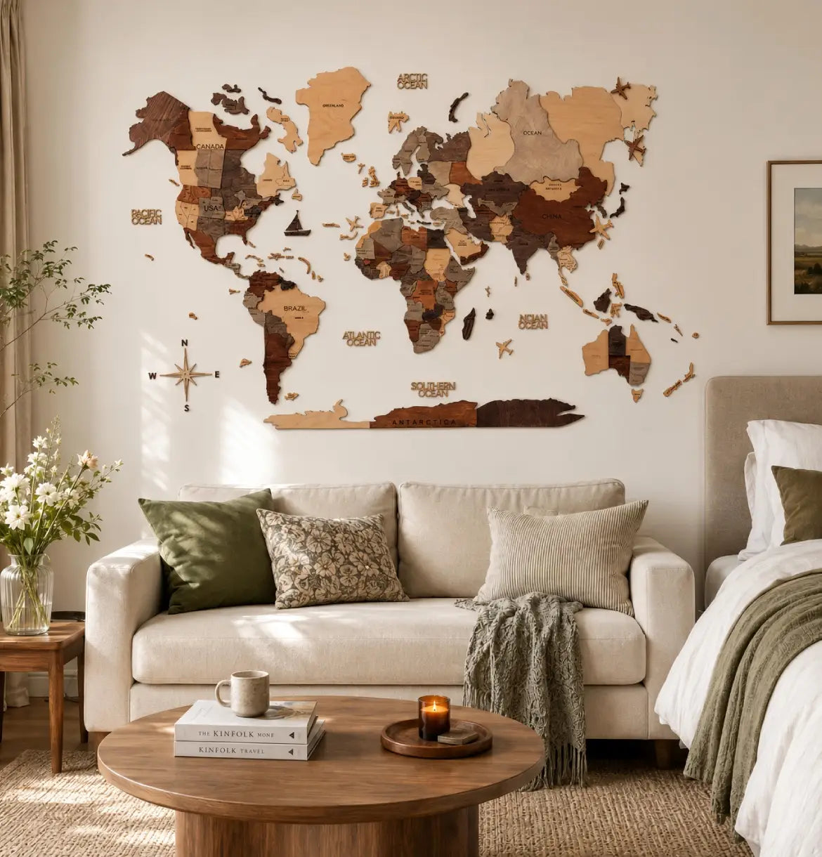 3D Wooden World Maps - Mixed (4 Sizes) Consumer BAFCO