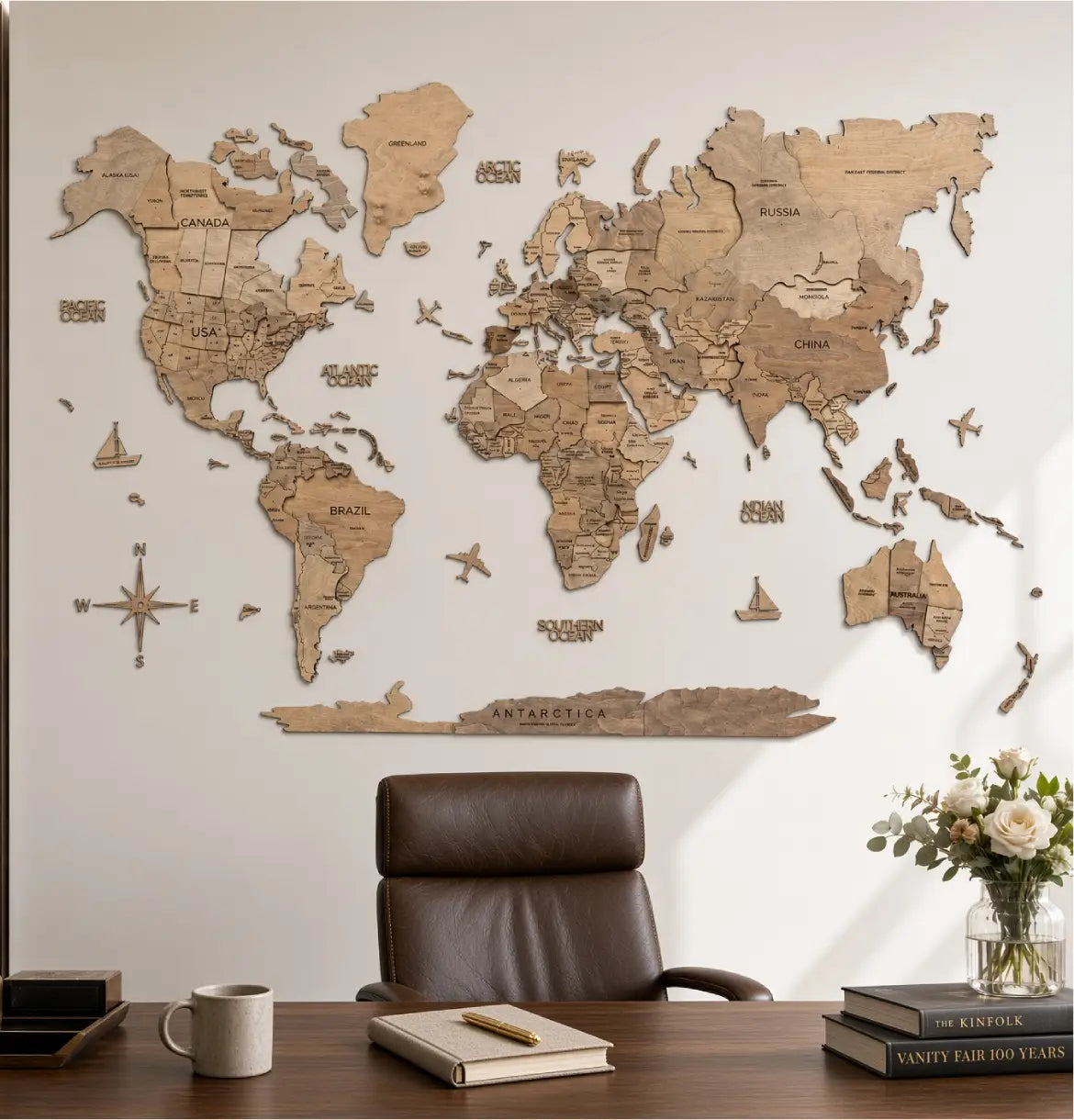 3D Wooden World Maps - Terra (4 Sizes) Consumer BAFCO
