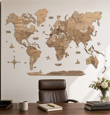 3D Wooden World Maps - Terra (4 Sizes) Consumer BAFCO