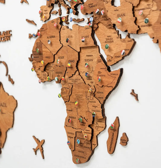 3D Wooden World Maps - Oak (4 Sizes) Consumer BAFCO