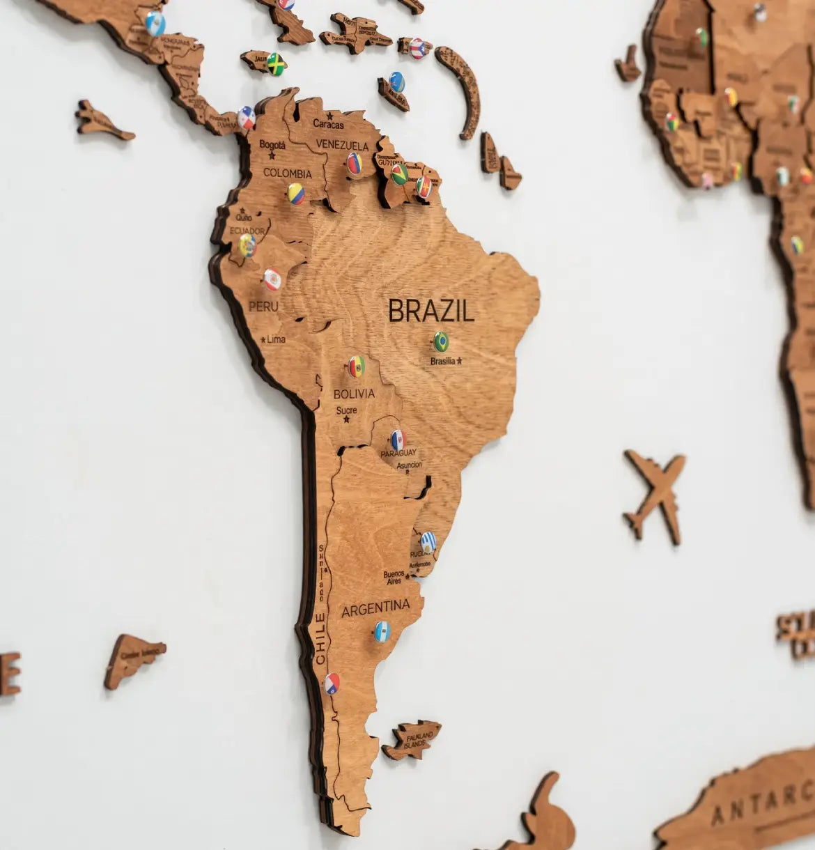 3D Wooden World Maps - Oak (4 Sizes) Consumer BAFCO