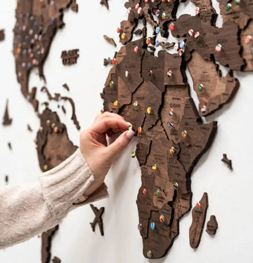 3D Wooden World Maps - Walnut (4 Sizes) Consumer BAFCO