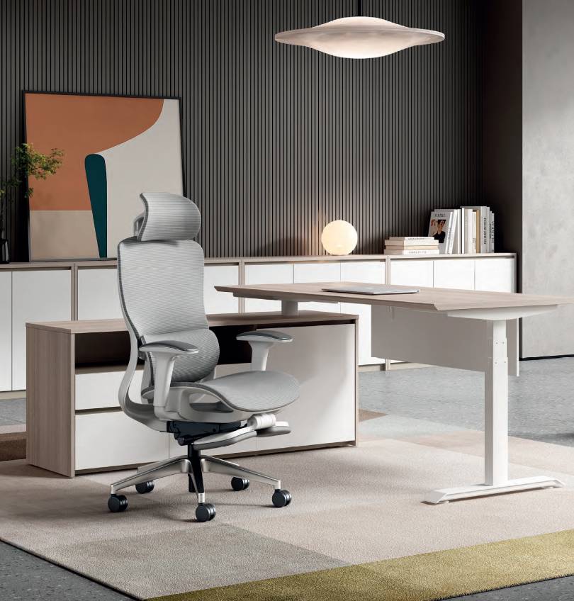 ITech Sit Stand Executive Desk With Fixed Credenza Return BAFCO itech-sit-stand-executive-desk-with-fixed-credenza-return-bafco