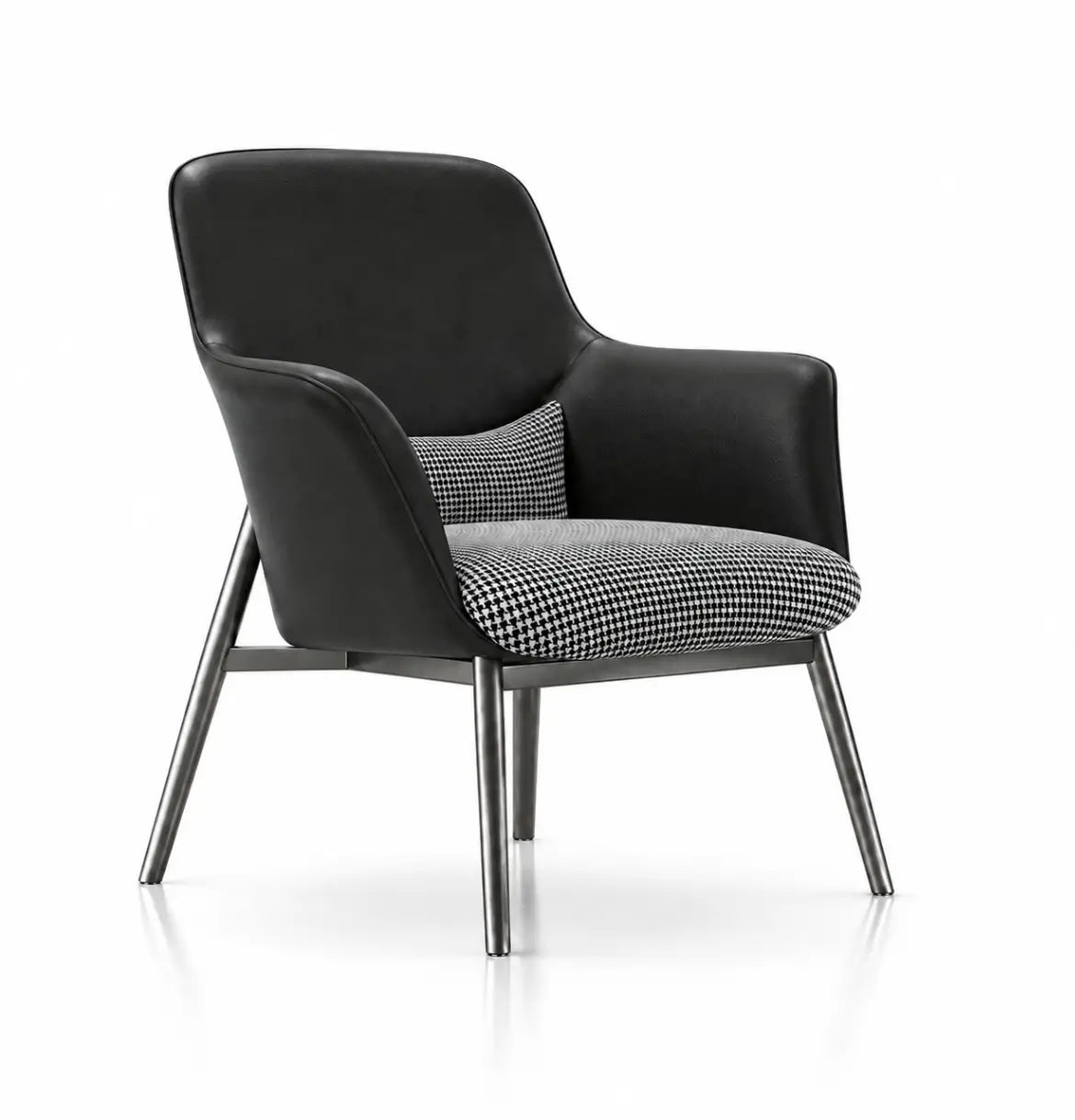 Yodo Executive Lounge Chair in Fabric and Leather Consumer KANO Black Vegan Leather 8-10 Weeks