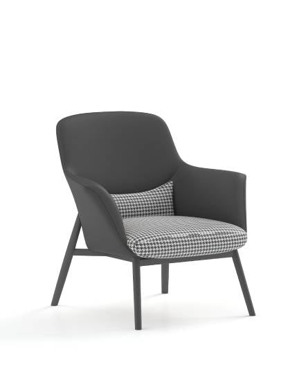 Yodo Executive Lounge Chair in Fabric and Leather - BAFCO