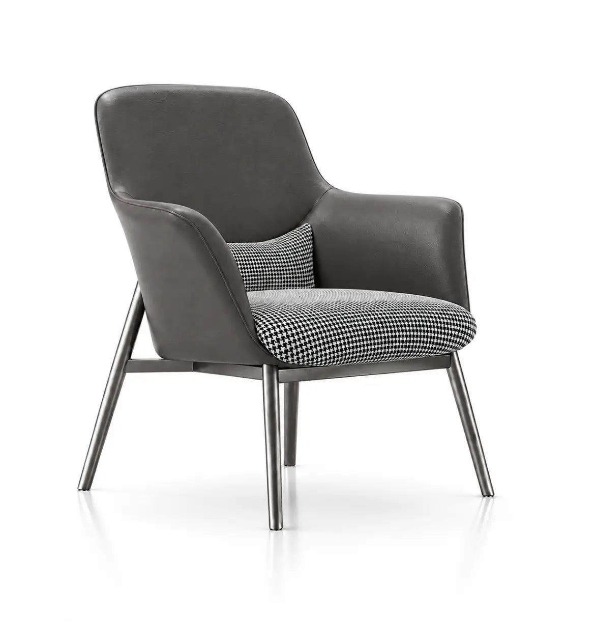 Yodo Executive Lounge Chair in Fabric and Leather Consumer KANO Grey Vegan Leather 8-10 Weeks
