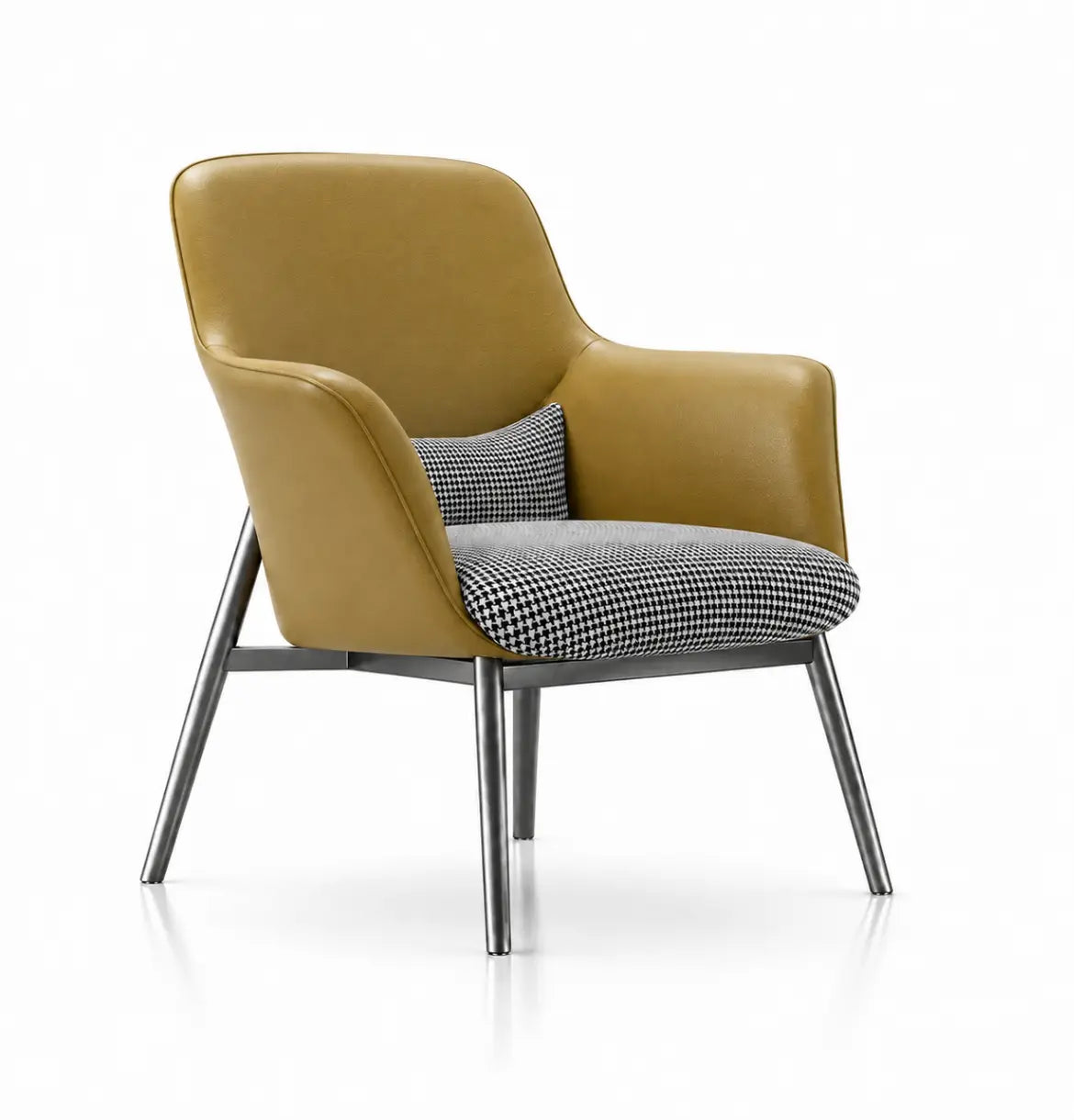 Yodo Executive Lounge Chair in Fabric and Leather Consumer KANO Yellow Vegan Leather 8-10 Weeks