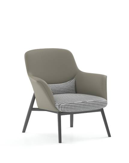 Yodo Executive Lounge Chair in Fabric and Leather - BAFCO