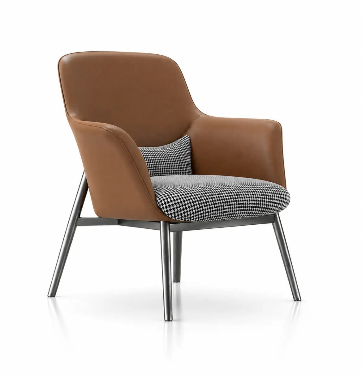 Yodo Executive Lounge Chair in Fabric and Leather Consumer KANO Tan Vegan Leather 8-10 Weeks